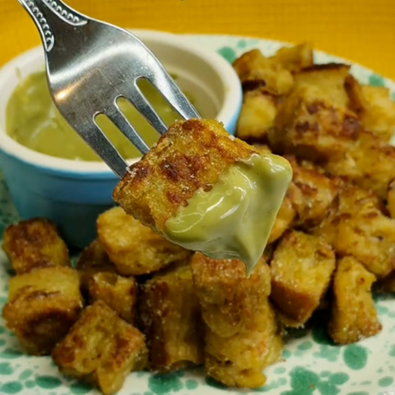 Pistachio French Toast Crumpet (Frumpet) Bites