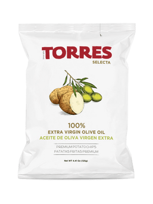 Torres Selecta potato crisps fried in extra virgin olive oil, 125g white bag